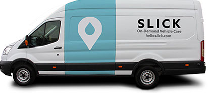 Slick's custom built vans and technicians deliver mobile, maintenance services to you:  oil change, detail, tires and gas.